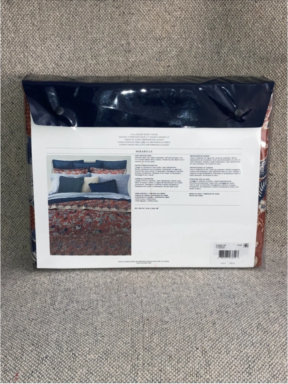 Ralph Lauren Mirabelle Floral Duvet Cover Rust Blue Queen Bedding Floral New